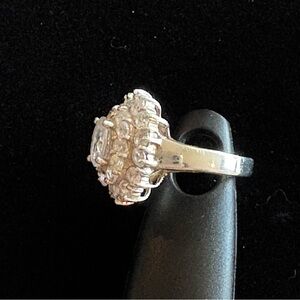 Elegant Silver CZ Layered Statement Cocktail Ring